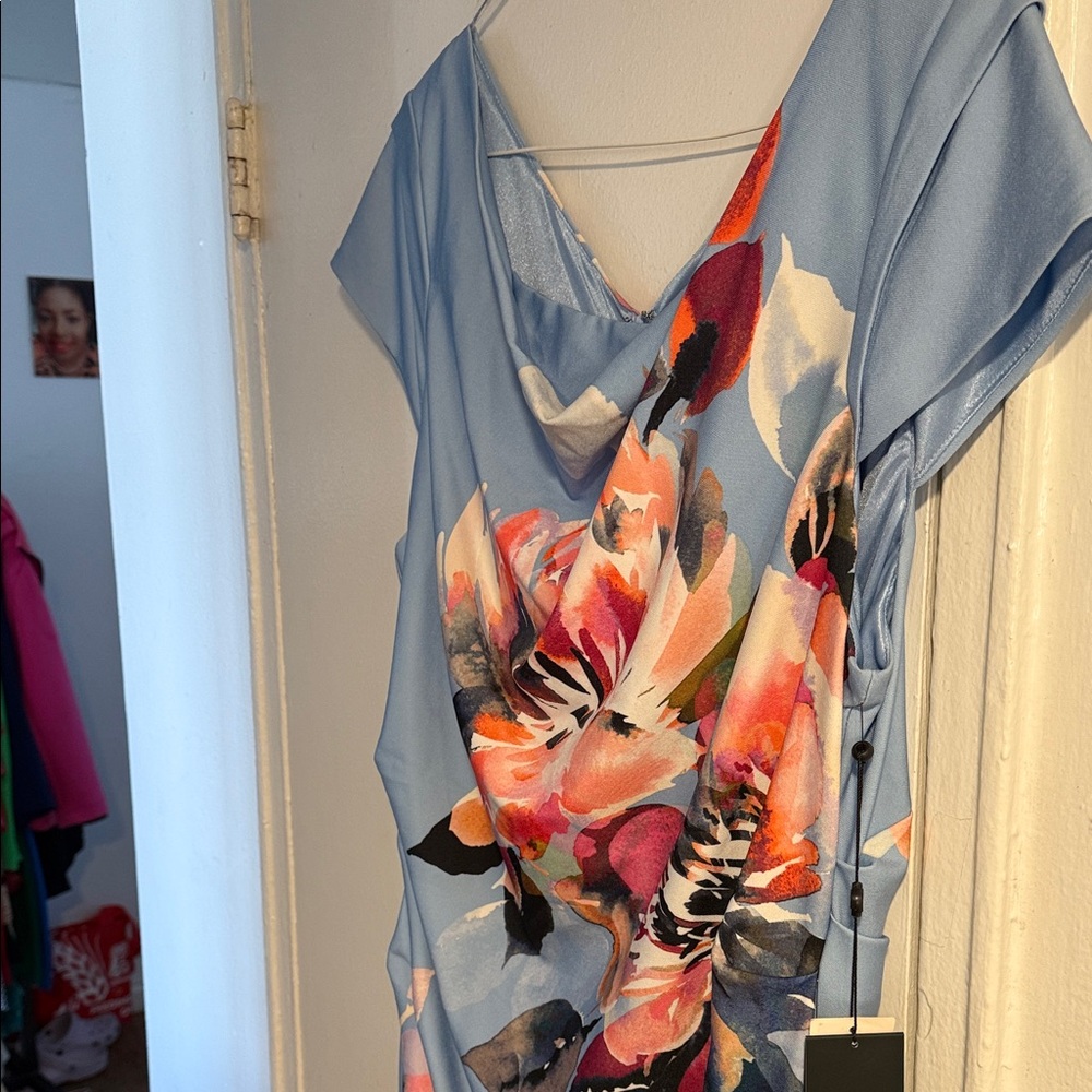 Adrianna Papell Blue Floral Dress - Picture 2 of 8